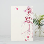 PAPETERIE LA BEAUTÉ EN ROBE ROSE MONOGRAMMÉE (Debout devant)