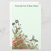 Papeterie La faune d'oiseaux de colibri fleurit floral (Devant / Derrière)