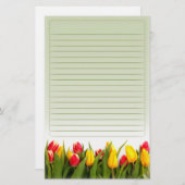 Papeterie La tulipe jaune rouge fleurit l'arrière - plan (Devant / Derrière)