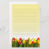 Papeterie La tulipe jaune rouge fleurit l'arrière - plan (Devant / Derrière)