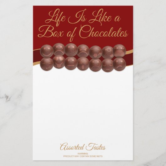 Papeterie La vie est comme une boîte de chocolats (Devant)