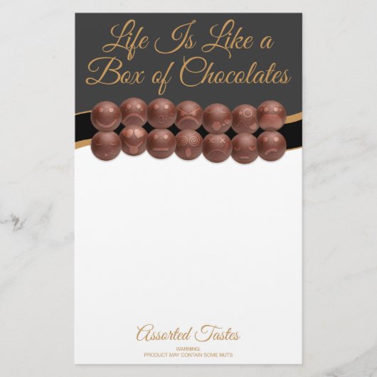 Papeterie La vie est comme une boîte de chocolats (Devant)