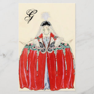 PAPETERIE LADINE EN ROUGE MODE COSTUME MONOGRAM CONCEPTEUR