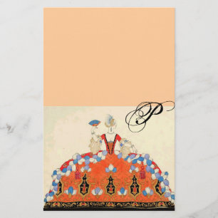Papeterie LADY ORANGE MODE COSTUME DESIGN MONOGRAM Peach