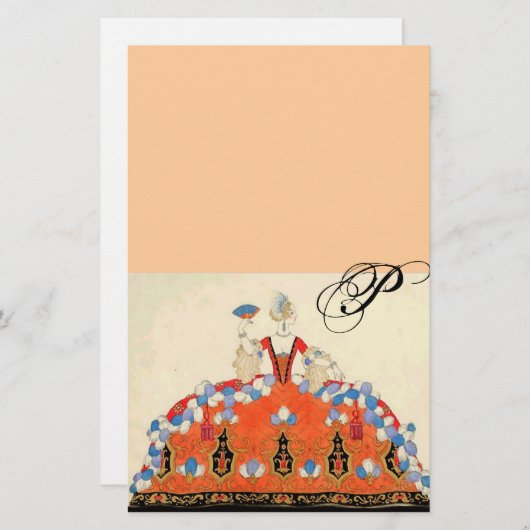 Papeterie LADY ORANGE MODE COSTUME DESIGN MONOGRAM Peach (Devant / Derrière)