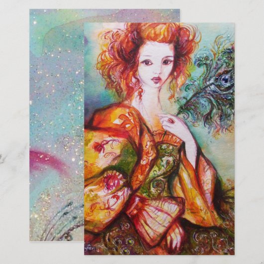 PAPETERIE LADY ROMANTIQUE AVEC STATIONNAIRE DE PIÈCE EN PEAC (Devant / Derrière)