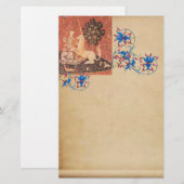 Papeterie LADY, UNICORN, Animaux Antique Parchemin Floral (Devant / Derrière)