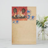 Papeterie LADY, UNICORN, Lion, Animaux Antique Parchemin Flo (Debout devant)