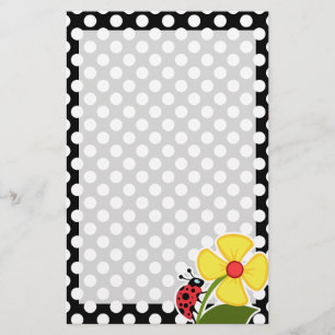 Papeterie Ladybug sur les Pois noirs et blancs