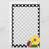 Papeterie Ladybug sur les Pois noirs et blancs (Devant / Derrière)