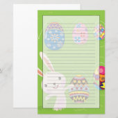 Papeterie Lapin de Pâques espiègle avec les oeufs peints (Devant / Derrière)