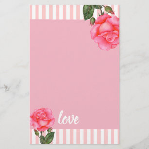 Papeterie L'art floral de Rose rose aquarelle