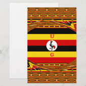 Papeterie L'Art Vibrant Ouganda Inspiré Du Drapeau (Devant / Derrière)