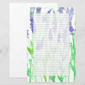 Papeterie Lavande Fleur sauvage Aquarelle Gris Liné (Devant / Derrière)