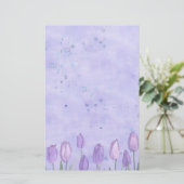 Papeterie Lavender Tulips Aquarelle Pastel (Debout devant)