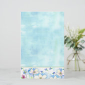 Papeterie Laver blanc Fleur sauvage bleu Aquarelle (Debout devant)