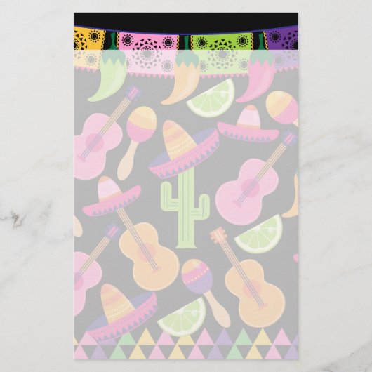 Papeterie Le cactus de sombrero de partie de fiesta chaule (Devant)