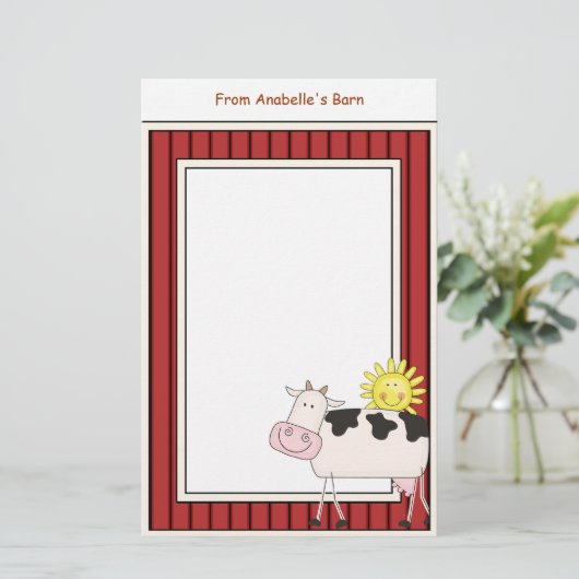 Papeterie Le cadre rouge de grange heureuse de vache (Debout devant)
