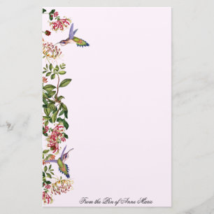 Papeterie Le chèvrefeuille d'oiseaux de colibri fleurit