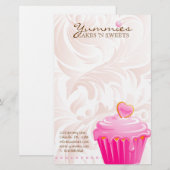 Papeterie Le coeur de rose de chef de pâtisserie de (Devant / Derrière)