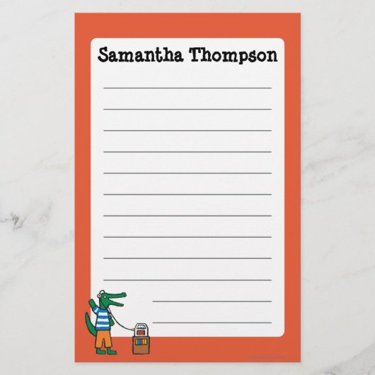 Papeterie Le crocodile frais écoute la musique (Devant)