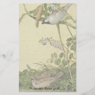 Papeterie Le fleur sauvage asiatique d'oiseaux fleurit la