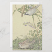 Papeterie Le fleur sauvage asiatique d'oiseaux fleurit la (Devant / Derrière)