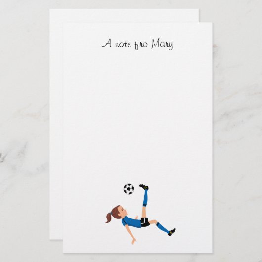 Papeterie Le footballeur de la fille personnalisé (Devant / Derrière)