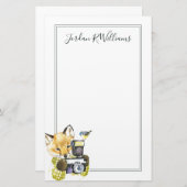 Papeterie Le Fox mignon d'aquarelle prenant à des images | (Devant / Derrière)