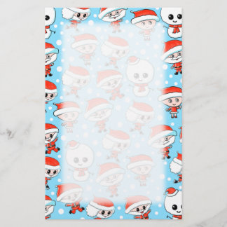 Papeterie Le Motif de Noël Père Noël et Snowman sur Blue.