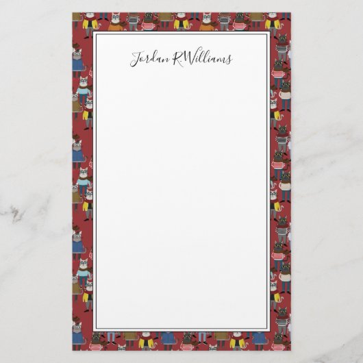 Papeterie Le motif frais | de chat de hippie ajoutent votre (Devant)