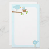 Papeterie Le nid d'oiseau de bébé (bleu) (Devant / Derrière)