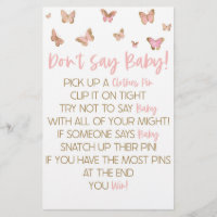 Le papillon rose ne dit pas Baby shower jeu