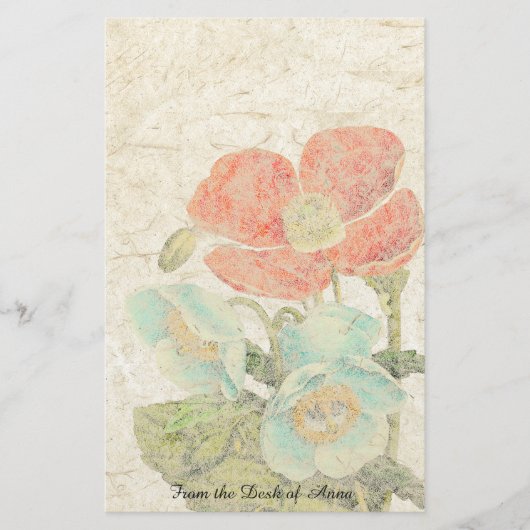 Papeterie Le pavot oriental de papier fait main fleurit (Devant)