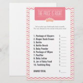 Papeterie Le petit prix de princesse baby shower est exact (Devant / Derrière)