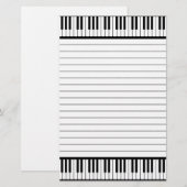 Papeterie Le piano verrouille le motif noir et blanc rayé (Devant / Derrière)