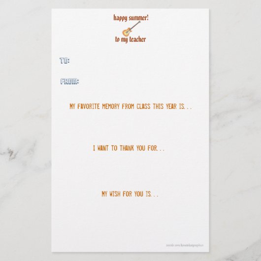 Papeterie Le professeur vous remercient de noter (Devant)