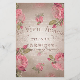 Papeterie Le rose de roses vintage français chic minable