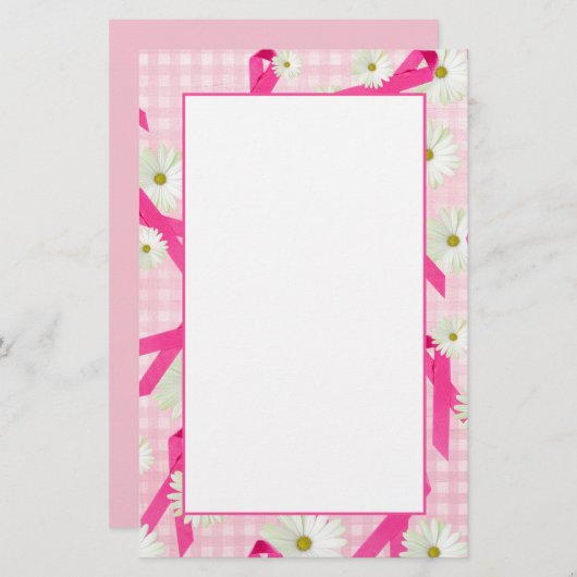 Papeterie Le ruban rose et les marguerites (Devant / Derrière)