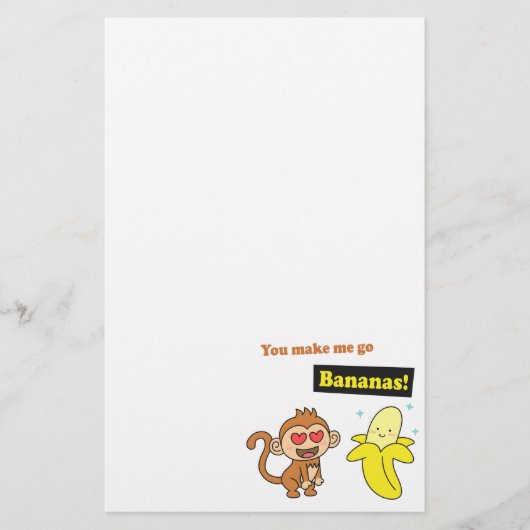 Papeterie Le singe devient fou pour les bananes, humour d'am (Devant)
