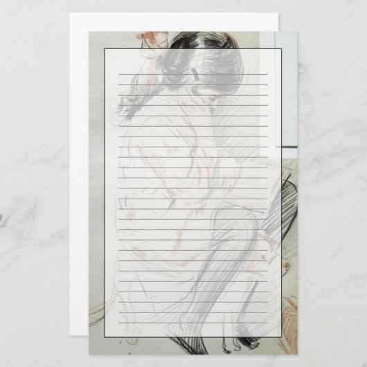 Papeterie Lecture de Paulette se reposant sur son chien de (Devant / Derrière)