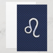 Papeterie Léo Zodiac Sign on Navy Blue Carbon Fiber Print (Devant / Derrière)
