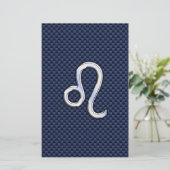 Papeterie Léo Zodiac Sign on Navy Blue Carbon Fiber Print (Debout devant)