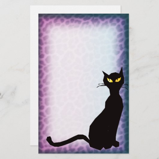 Papeterie léopard de chat noir (Devant / Derrière)