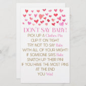 Papeterie Les Coeurs rouges roses ne disent pas Baby shower  (Devant / Derrière)