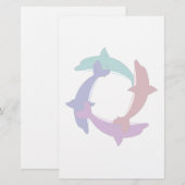 Papeterie Les dauphins de natation (Devant / Derrière)