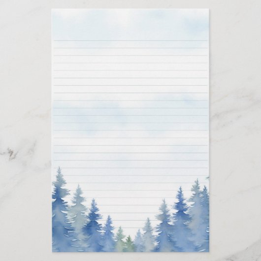 Papeterie Les pins d'hiver bordés (Devant)