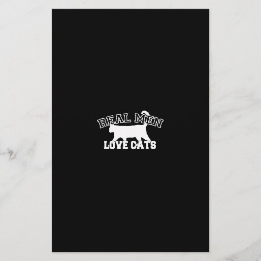 Papeterie Les vrais hommes aiment les chats Silhouette blanc (Devant)