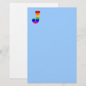 Papeterie LETTRE arc-en-ciel J (Devant / Derrière)