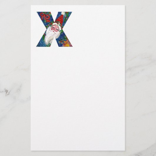 PAPETERIE LETTRE CHRISTMAS X / SANTA CLAUS AVEC RIBBON ROUGE (Devant)